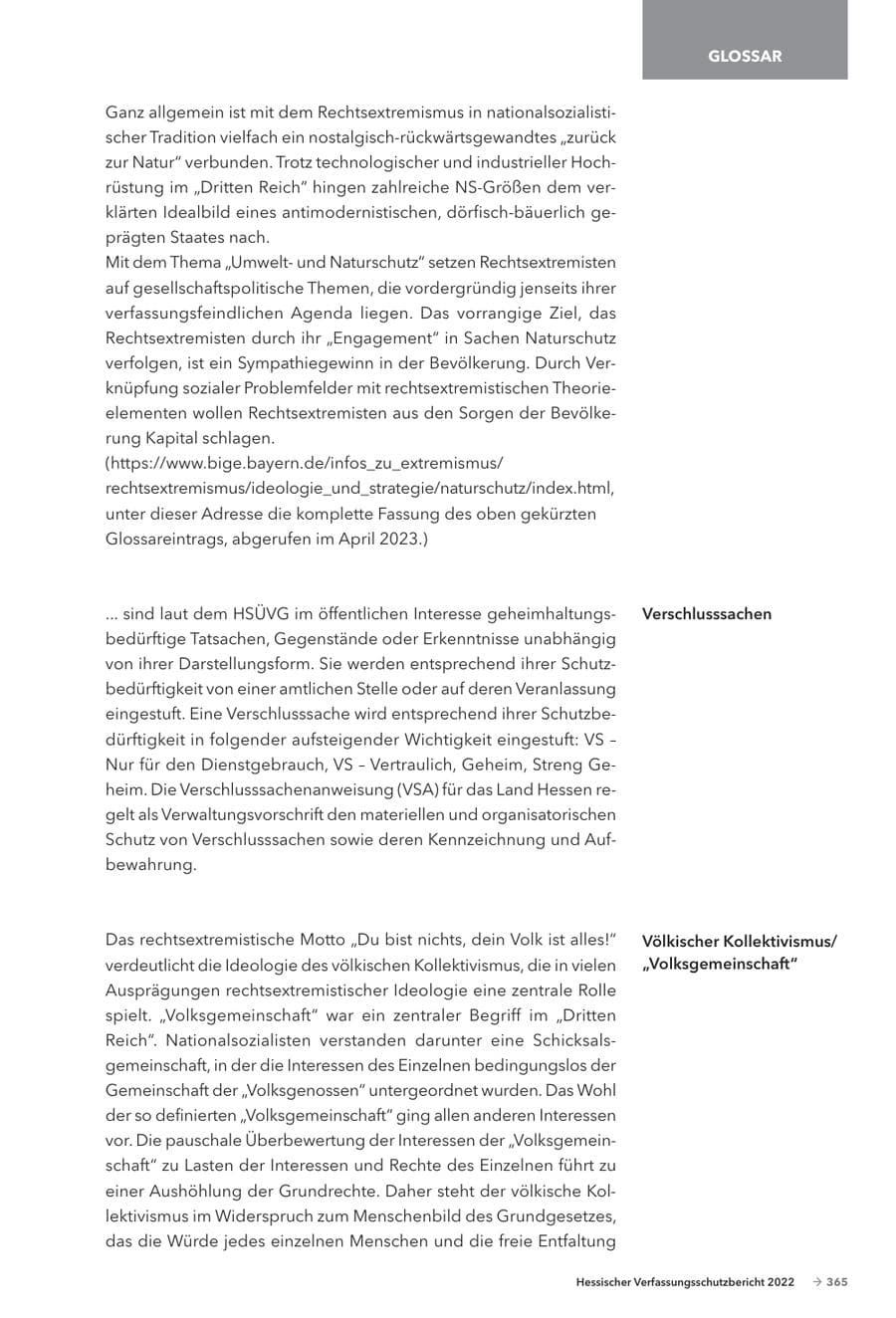 Seite 367 des Verfassungsschutzbericht 2022 Hessen