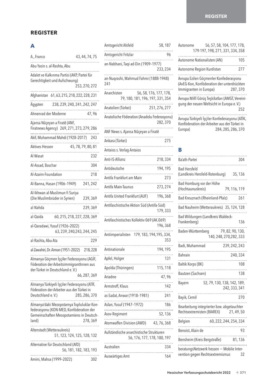 Seite 373 des Verfassungsschutzbericht 2022 Hessen
