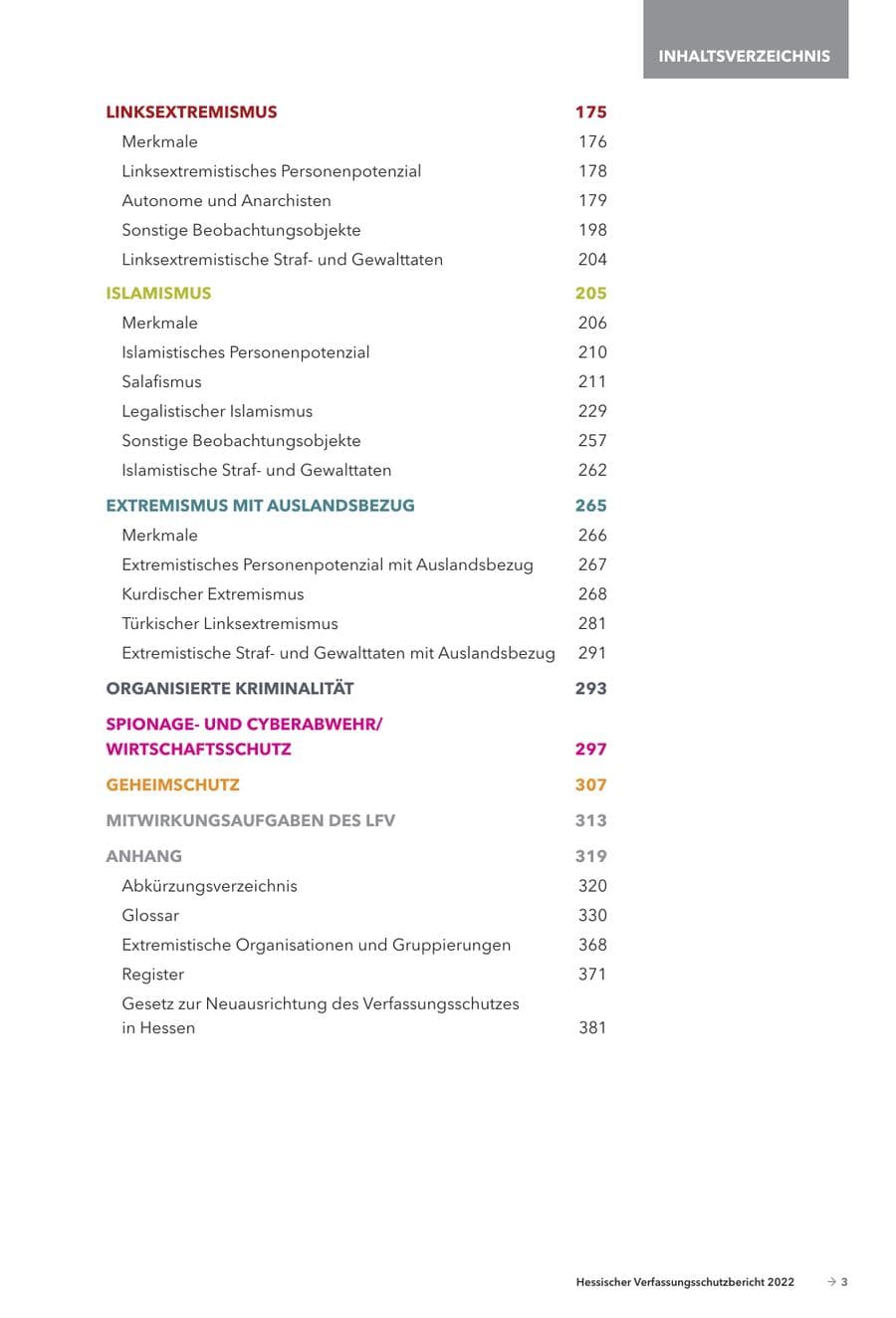 Seite 5 des Verfassungsschutzbericht 2022 Hessen