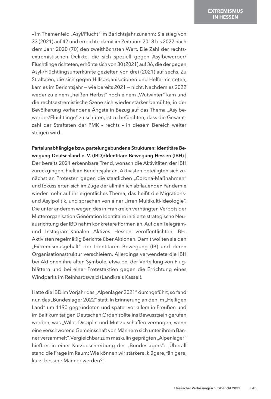 Seite 47 des Verfassungsschutzbericht 2022 Hessen