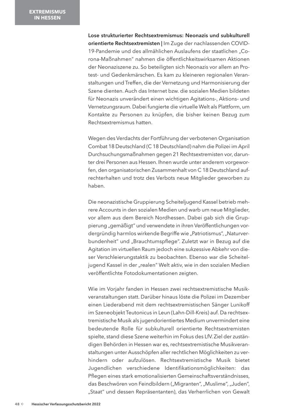 Seite 50 des Verfassungsschutzbericht 2022 Hessen
