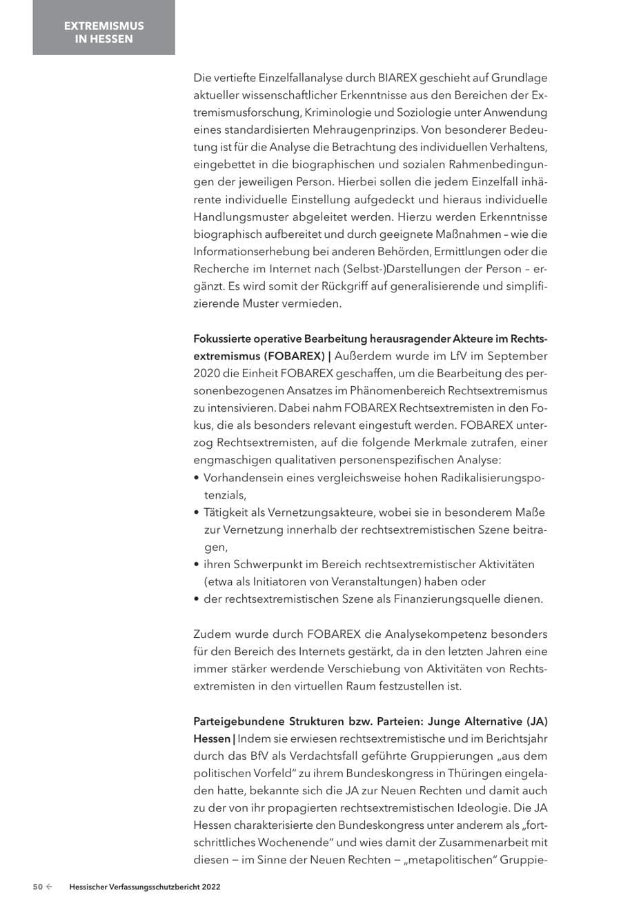Seite 52 des Verfassungsschutzbericht 2022 Hessen