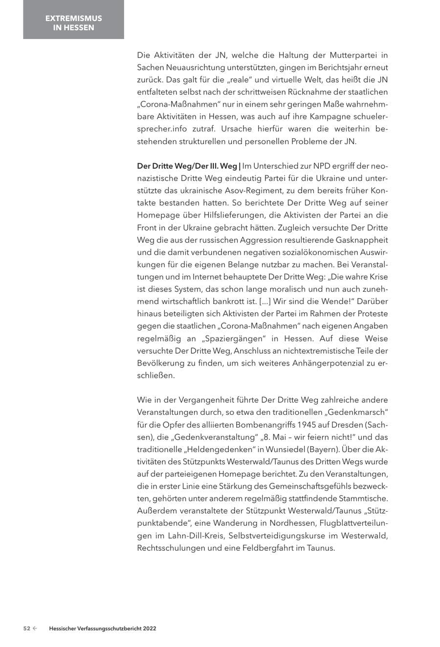 Seite 54 des Verfassungsschutzbericht 2022 Hessen