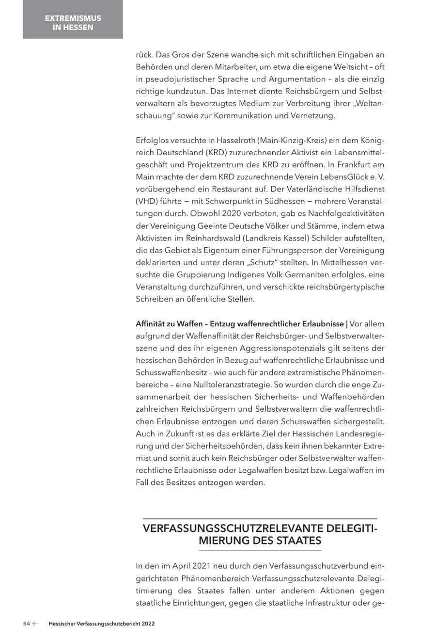Seite 56 des Verfassungsschutzbericht 2022 Hessen
