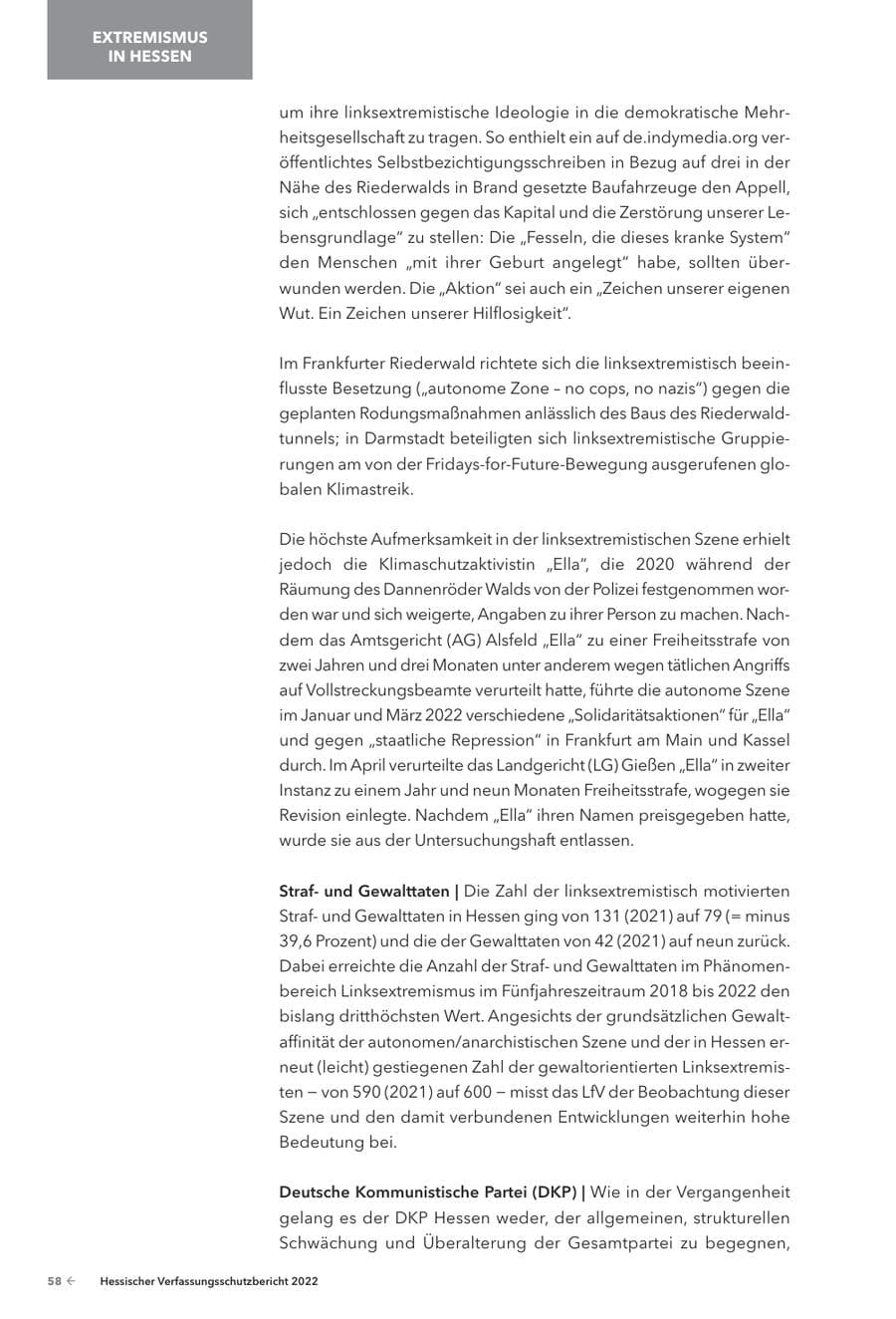 Seite 60 des Verfassungsschutzbericht 2022 Hessen
