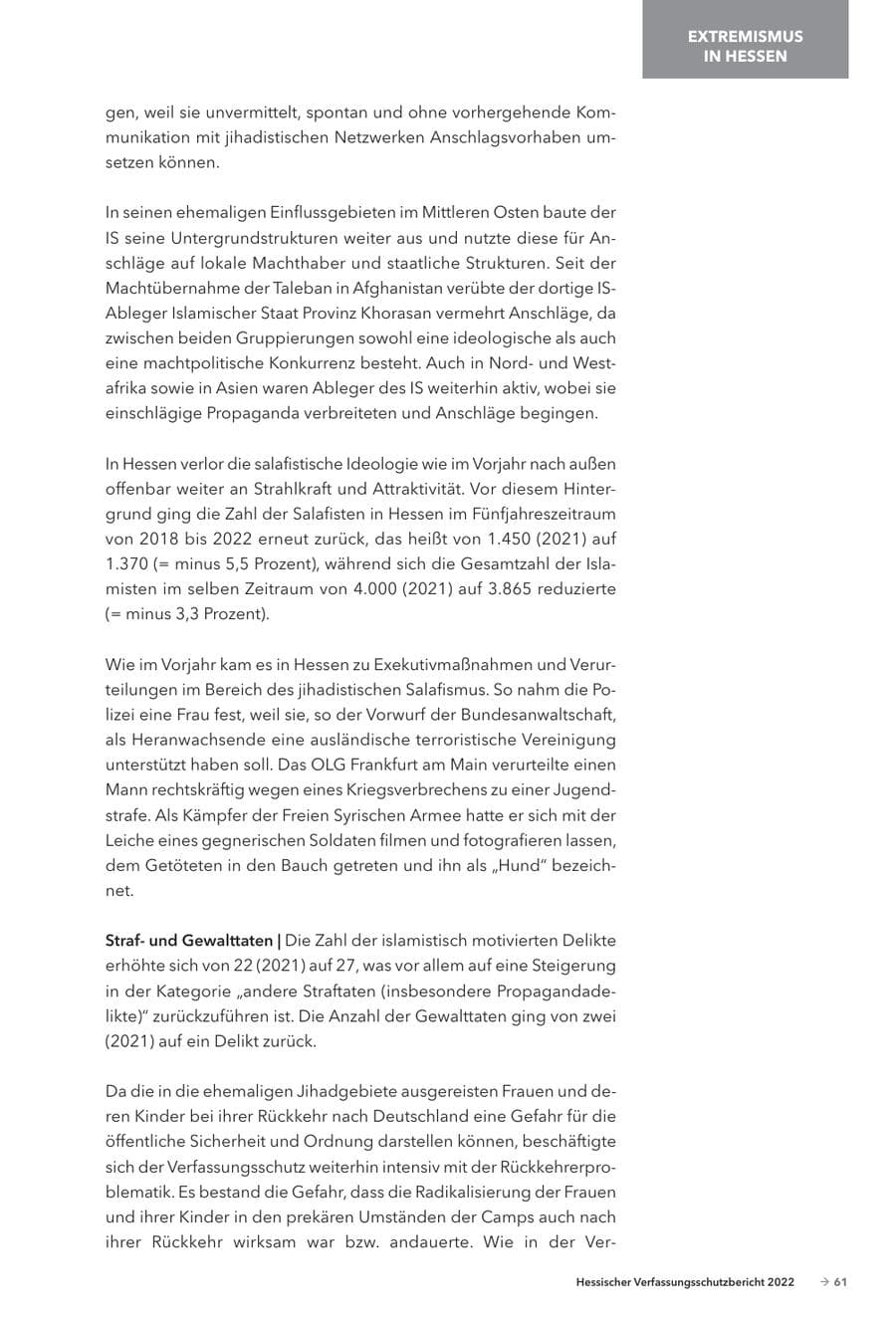 Seite 63 des Verfassungsschutzbericht 2022 Hessen