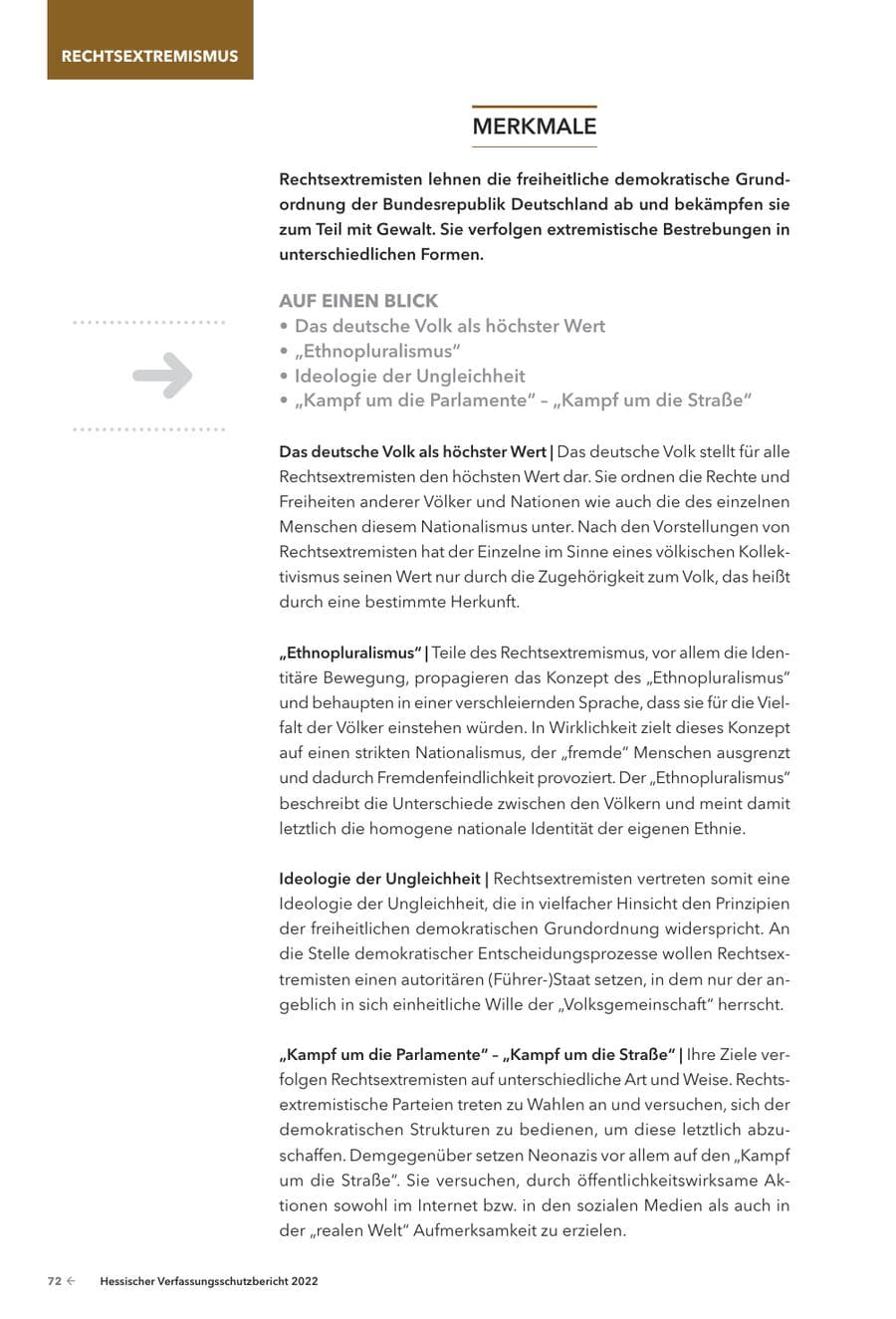 Seite 74 des Verfassungsschutzbericht 2022 Hessen