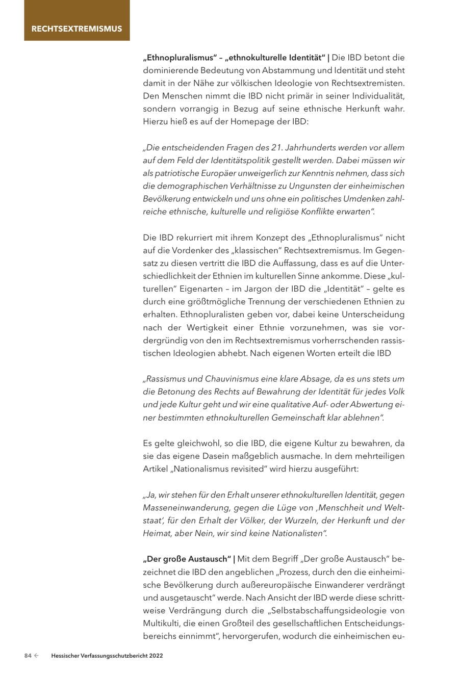 Seite 86 des Verfassungsschutzbericht 2022 Hessen
