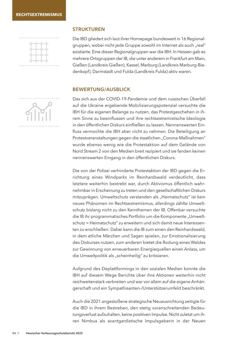Seite 88 des Verfassungsschutzbericht 2022 Hessen