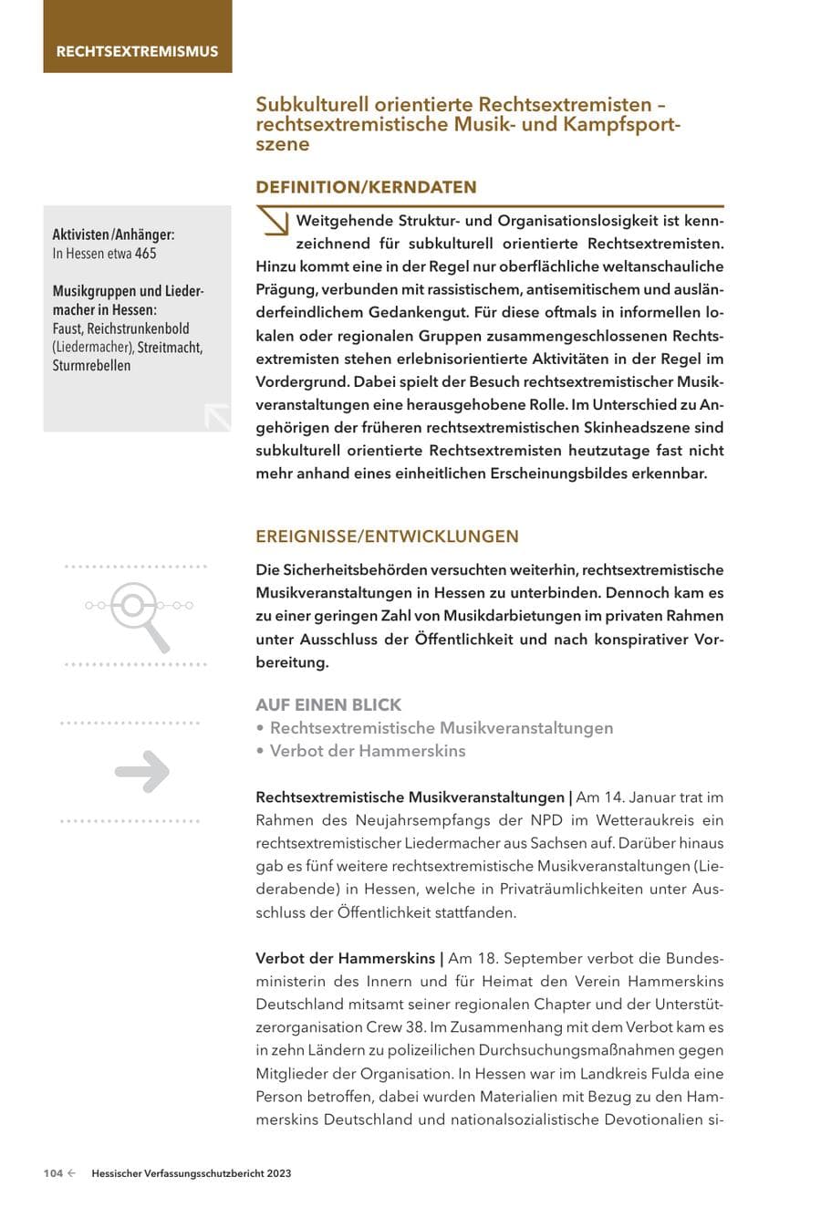 Seite 106 des Verfassungsschutzbericht 2023 Hessen