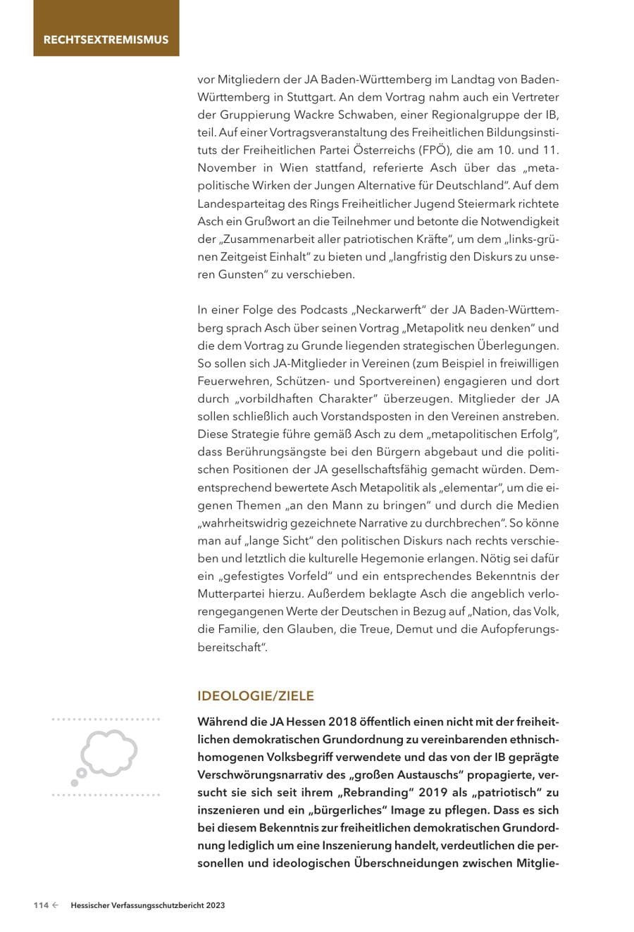 Seite 116 des Verfassungsschutzbericht 2023 Hessen