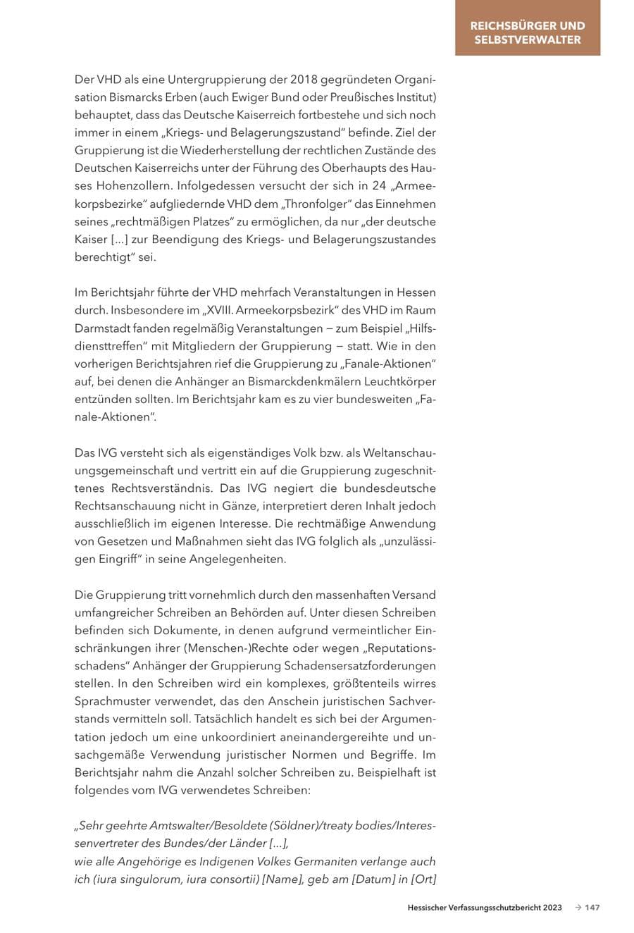 Seite 149 des Verfassungsschutzbericht 2023 Hessen