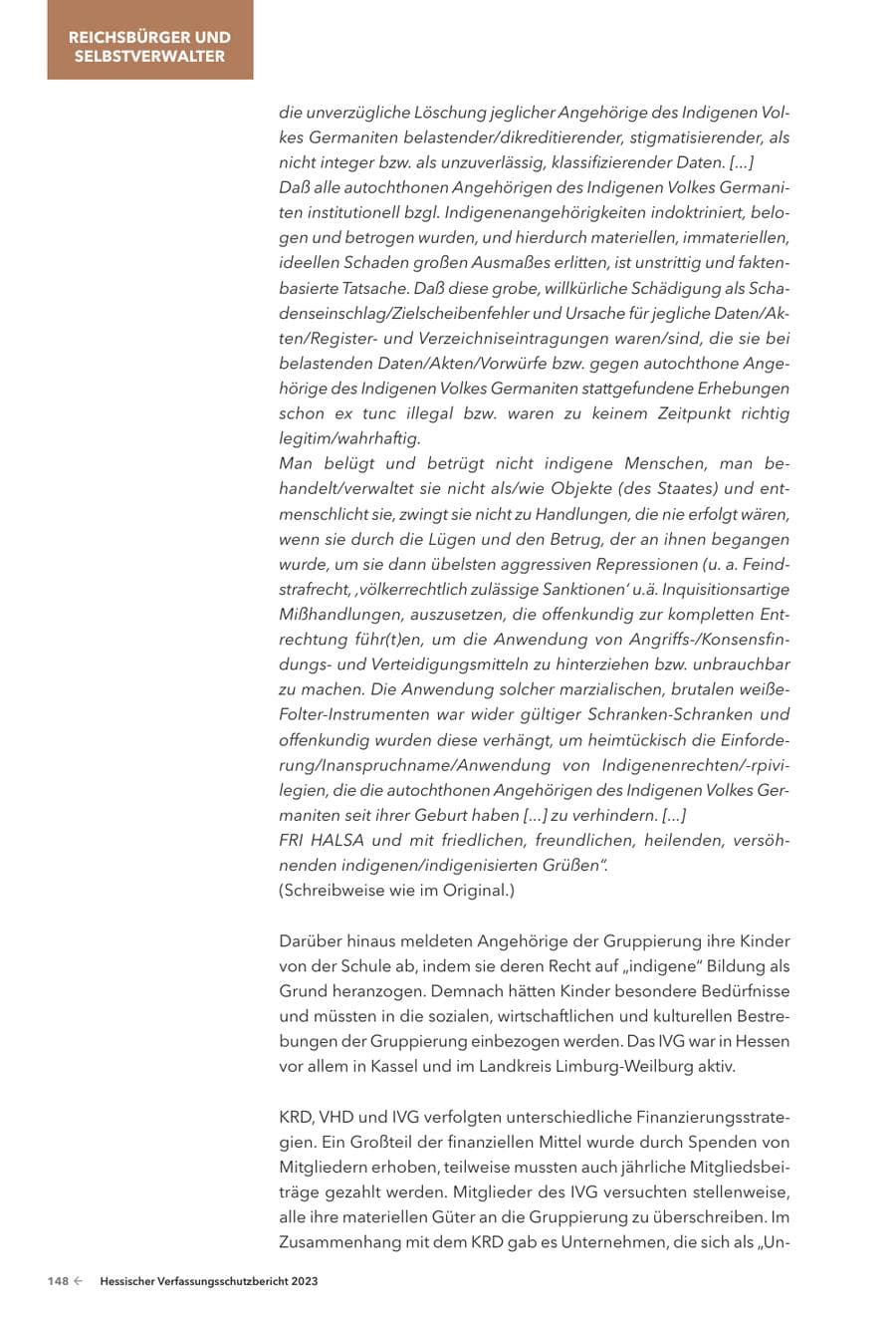 Seite 150 des Verfassungsschutzbericht 2023 Hessen
