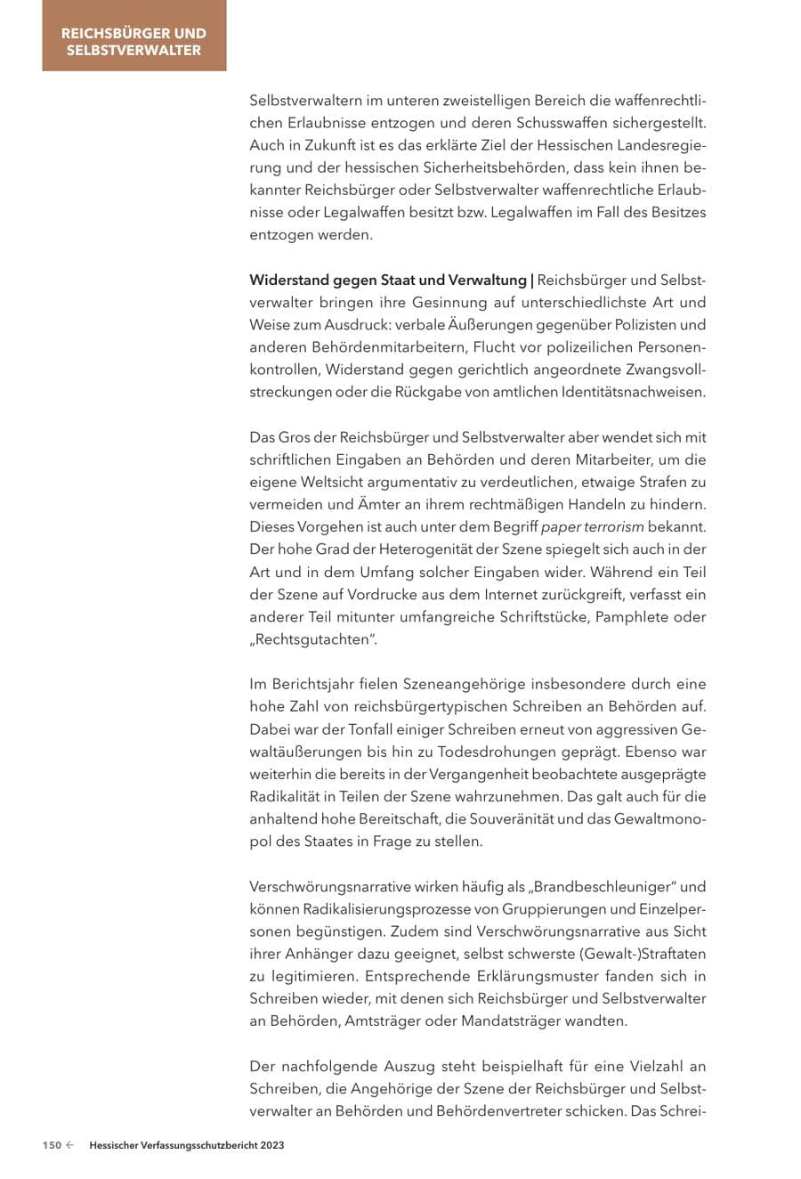 Seite 152 des Verfassungsschutzbericht 2023 Hessen