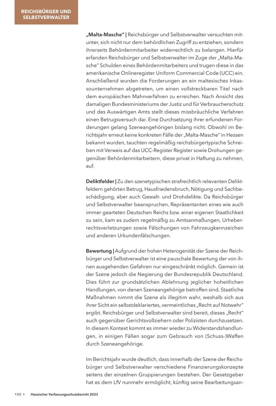 Seite 154 des Verfassungsschutzbericht 2023 Hessen