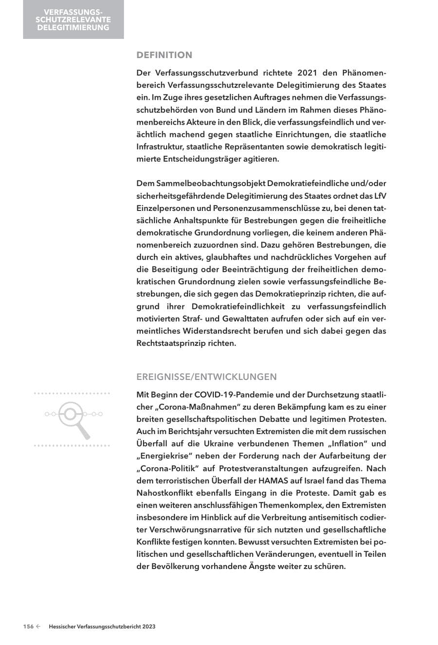 Seite 158 des Verfassungsschutzbericht 2023 Hessen