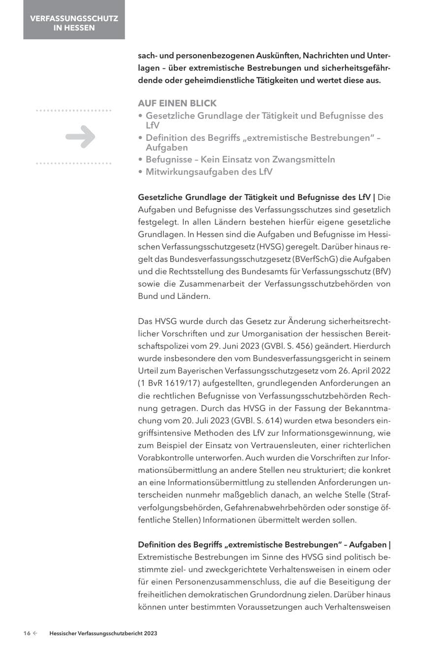 Seite 18 des Verfassungsschutzbericht 2023 Hessen