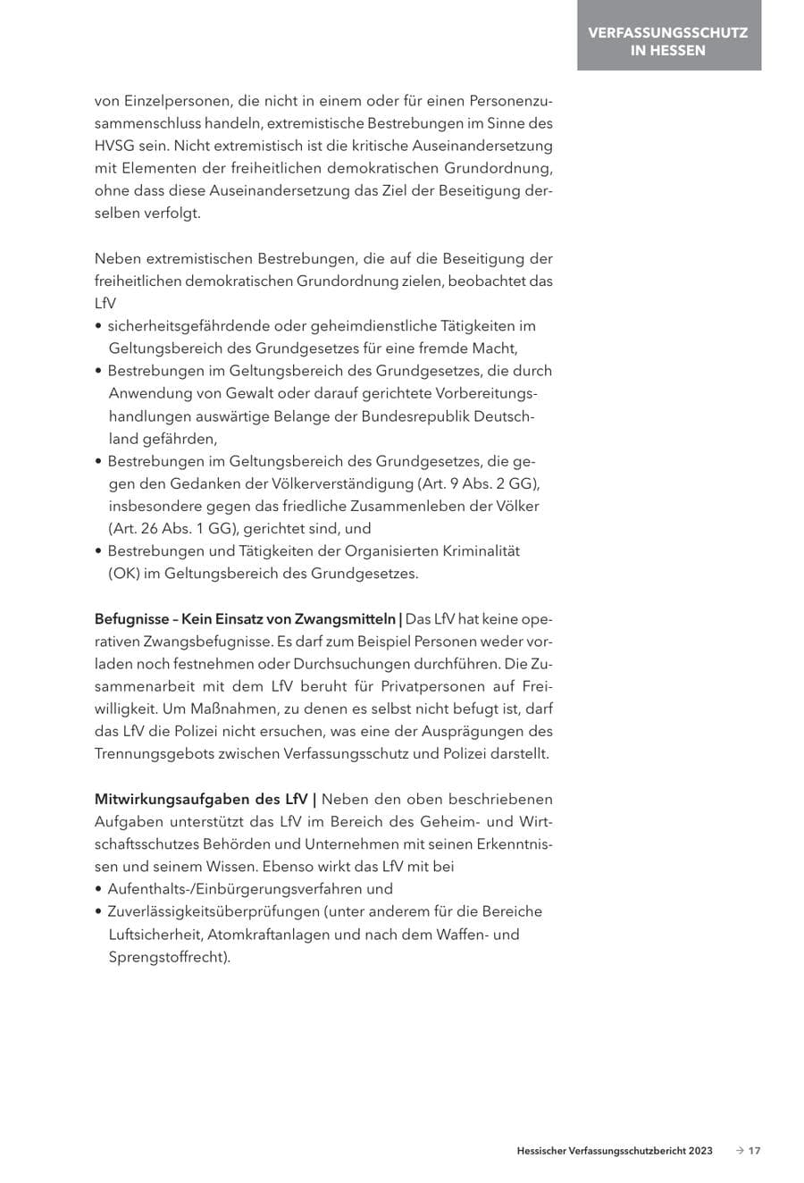 Seite 19 des Verfassungsschutzbericht 2023 Hessen