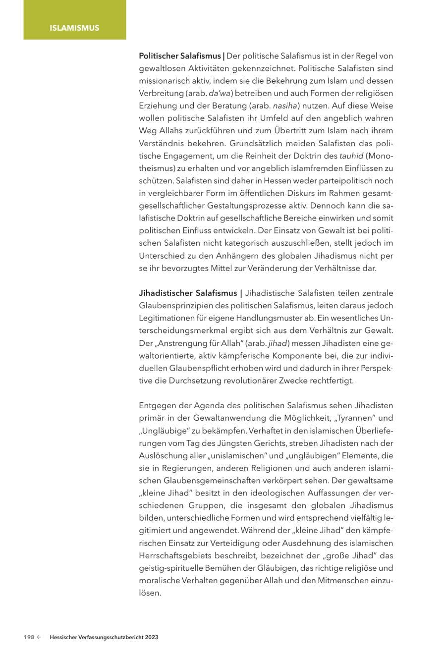 Seite 200 des Verfassungsschutzbericht 2023 Hessen