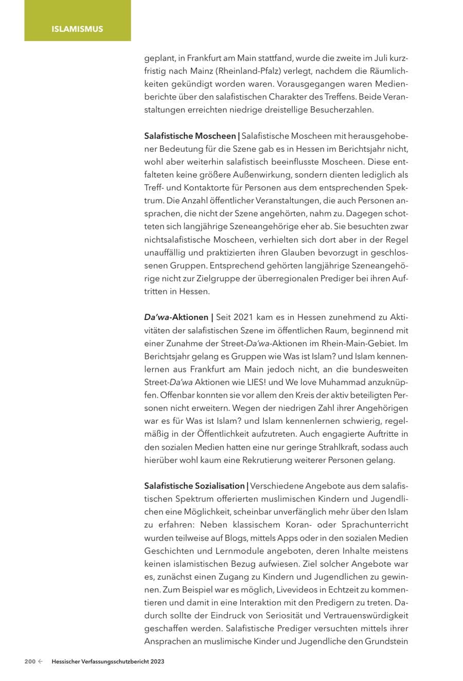 Seite 202 des Verfassungsschutzbericht 2023 Hessen