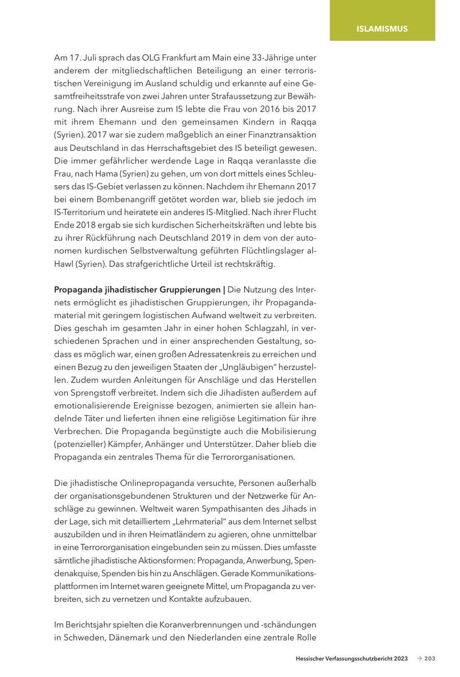 Seite 205 des Verfassungsschutzbericht 2023 Hessen