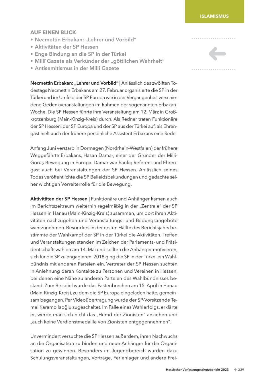 Seite 231 des Verfassungsschutzbericht 2023 Hessen