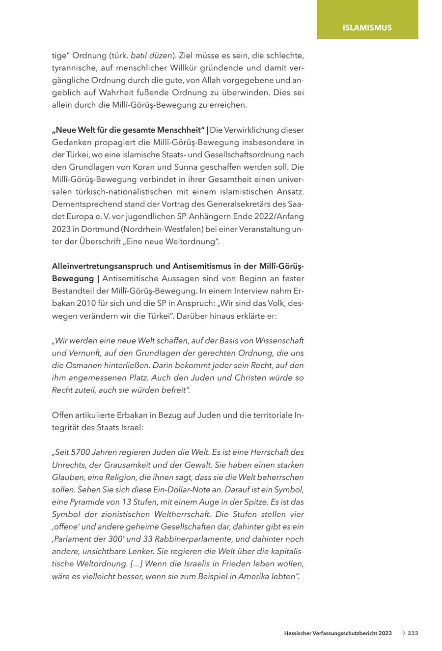 Seite 235 des Verfassungsschutzbericht 2023 Hessen