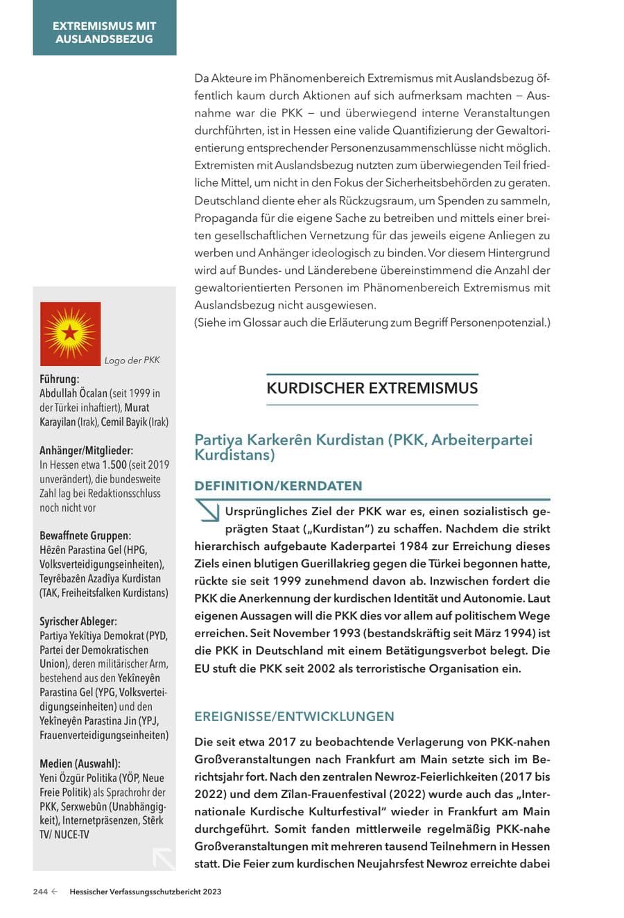 Seite 246 des Verfassungsschutzbericht 2023 Hessen