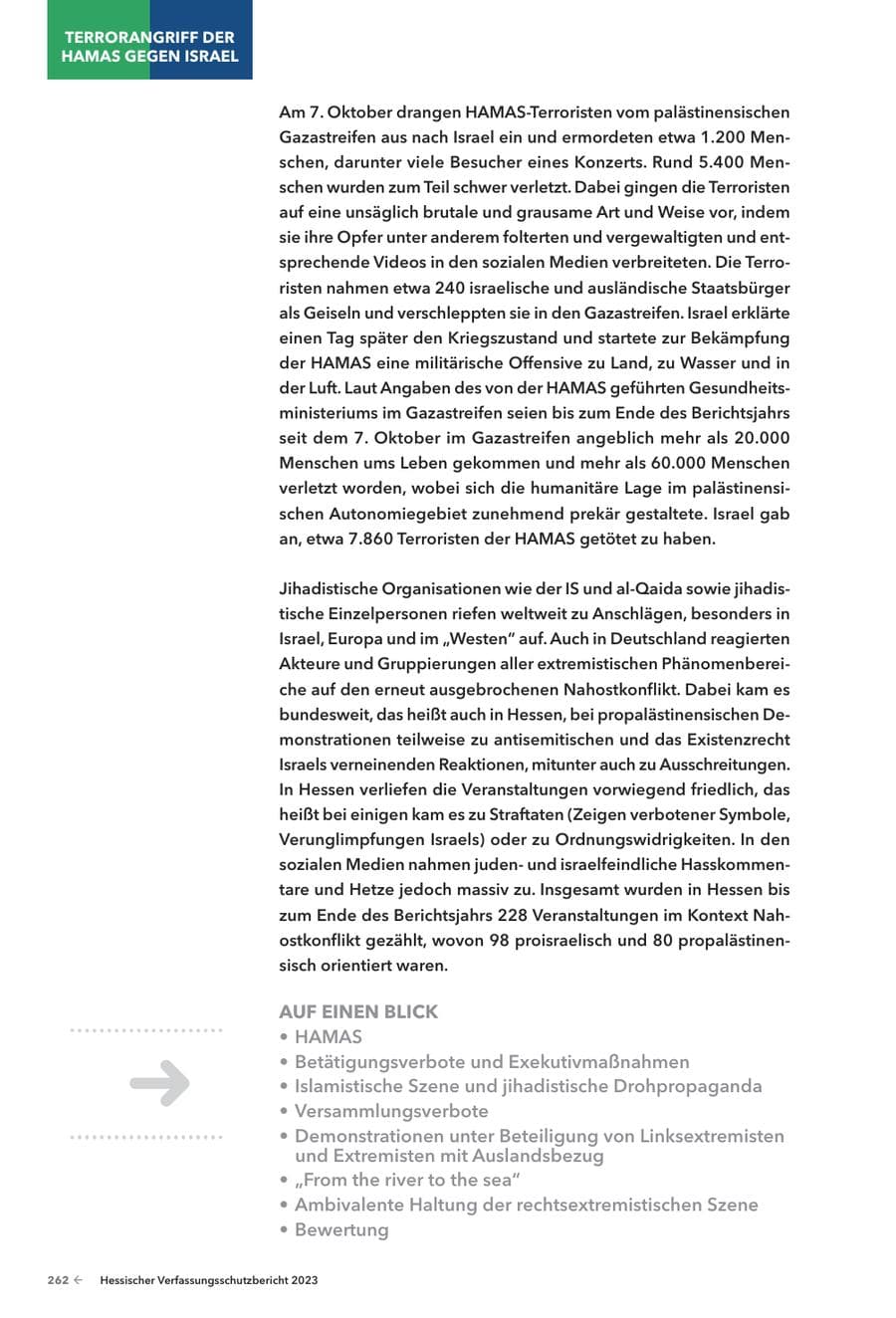 Seite 264 des Verfassungsschutzbericht 2023 Hessen
