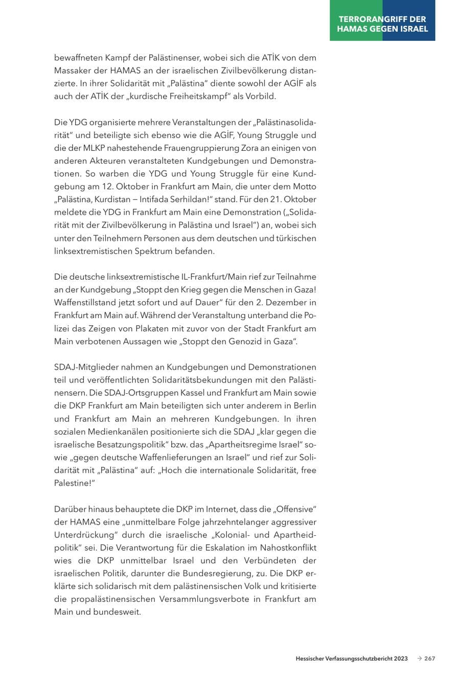 Seite 269 des Verfassungsschutzbericht 2023 Hessen