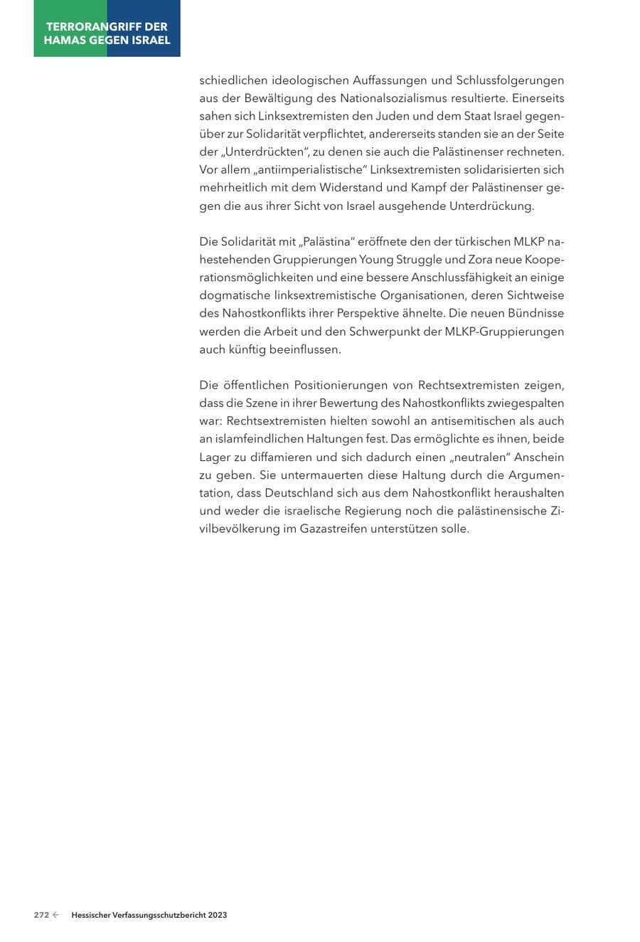 Seite 274 des Verfassungsschutzbericht 2023 Hessen