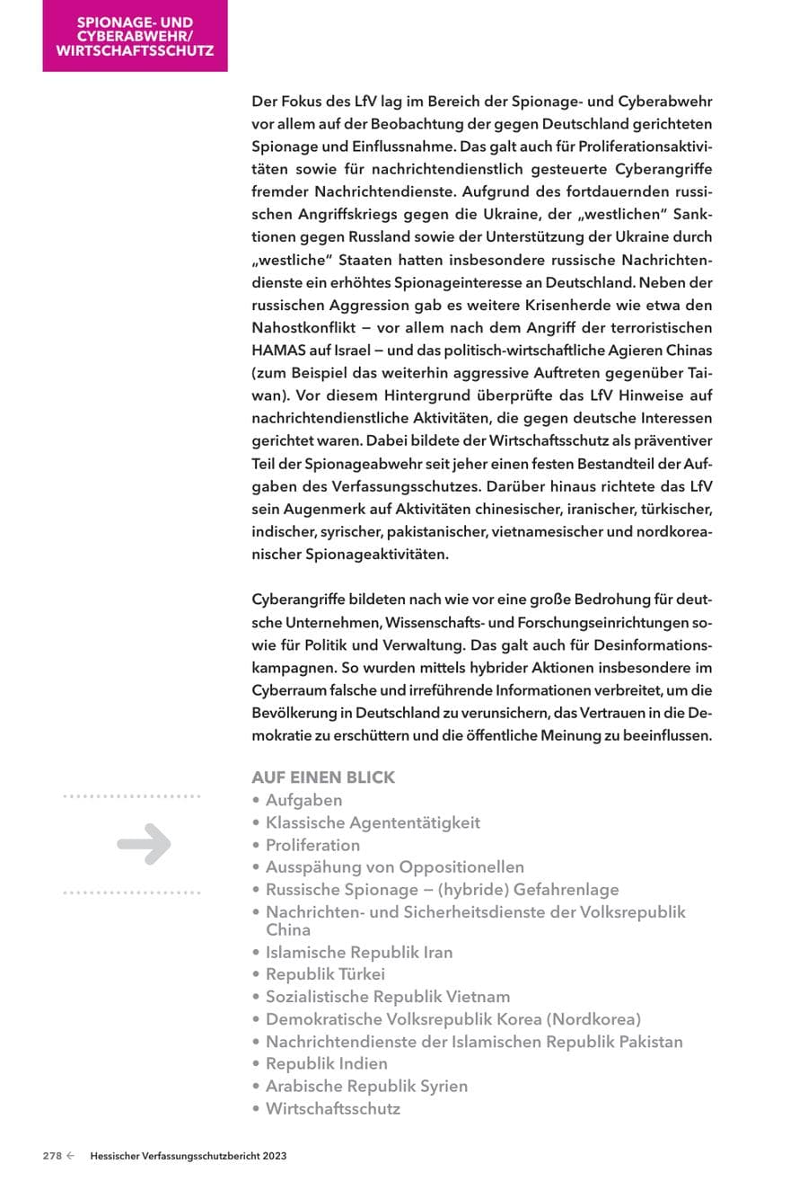 Seite 280 des Verfassungsschutzbericht 2023 Hessen