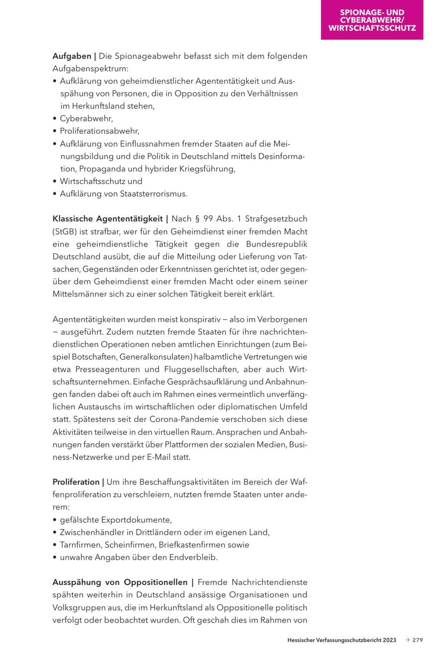 Seite 281 des Verfassungsschutzbericht 2023 Hessen