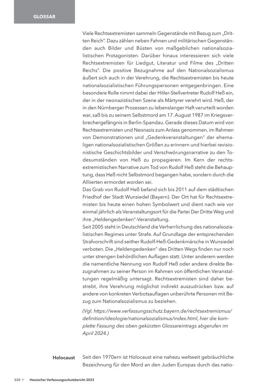 Seite 322 des Verfassungsschutzbericht 2023 Hessen