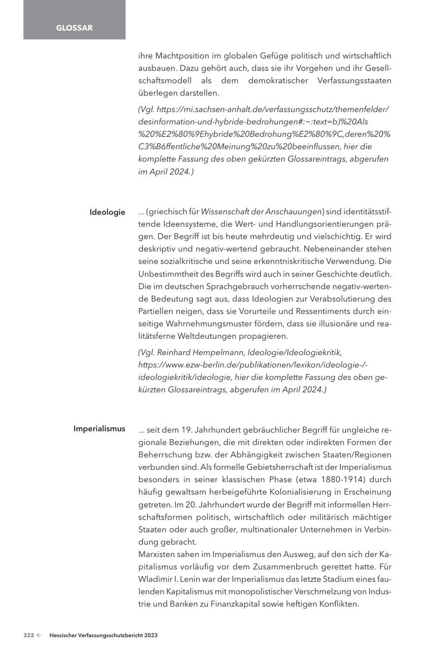 Seite 324 des Verfassungsschutzbericht 2023 Hessen
