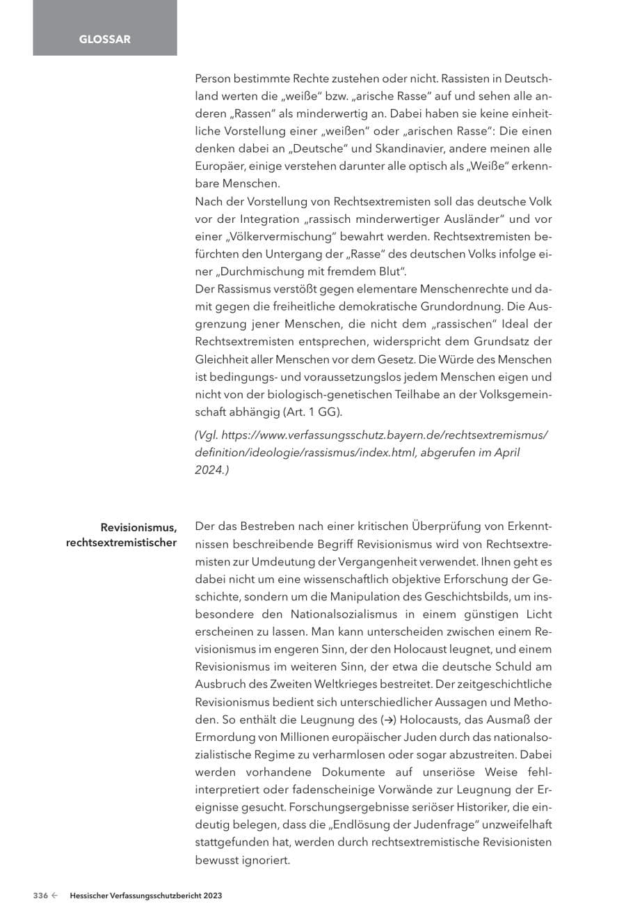 Seite 338 des Verfassungsschutzbericht 2023 Hessen