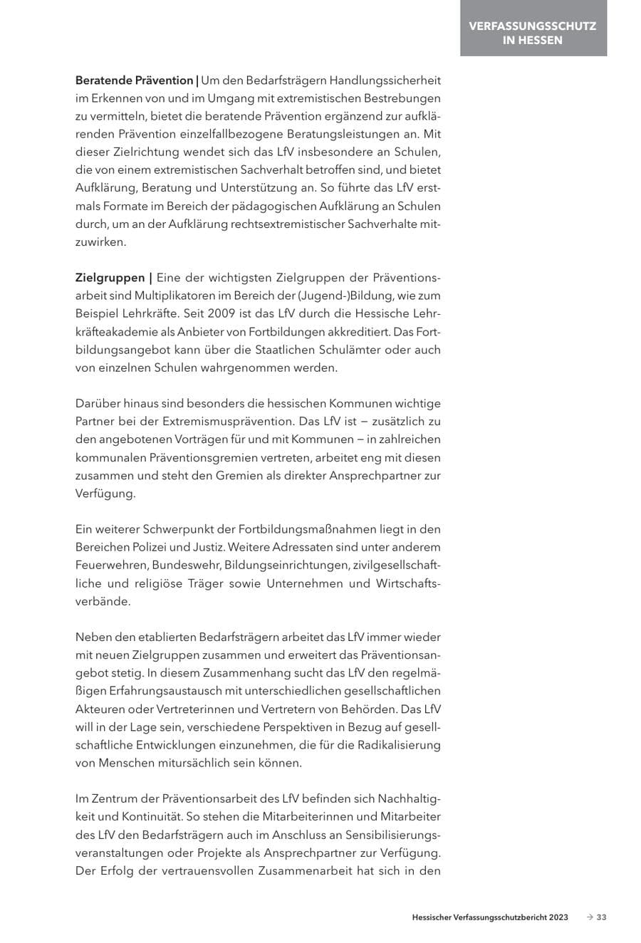 Seite 35 des Verfassungsschutzbericht 2023 Hessen