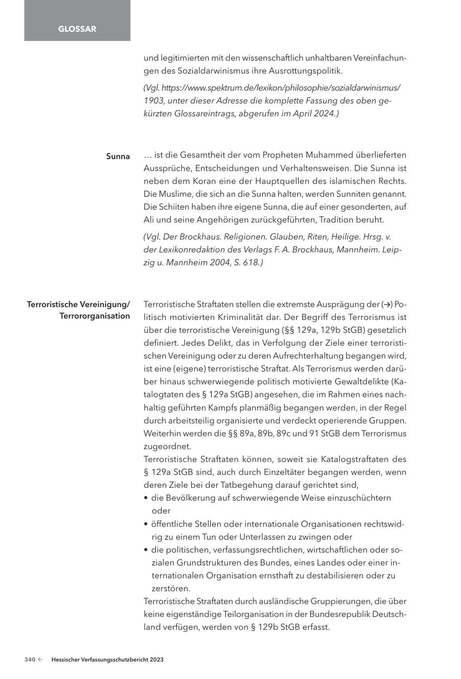 Seite 342 des Verfassungsschutzbericht 2023 Hessen