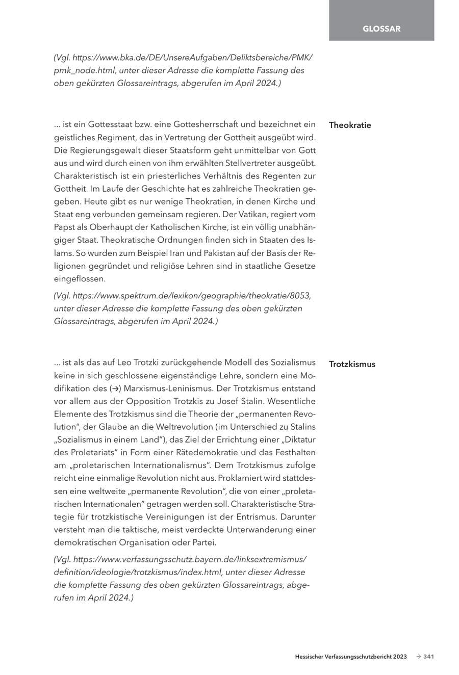 Seite 343 des Verfassungsschutzbericht 2023 Hessen