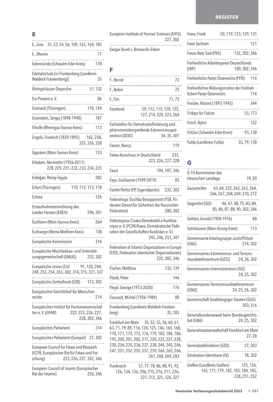 Seite 353 des Verfassungsschutzbericht 2023 Hessen