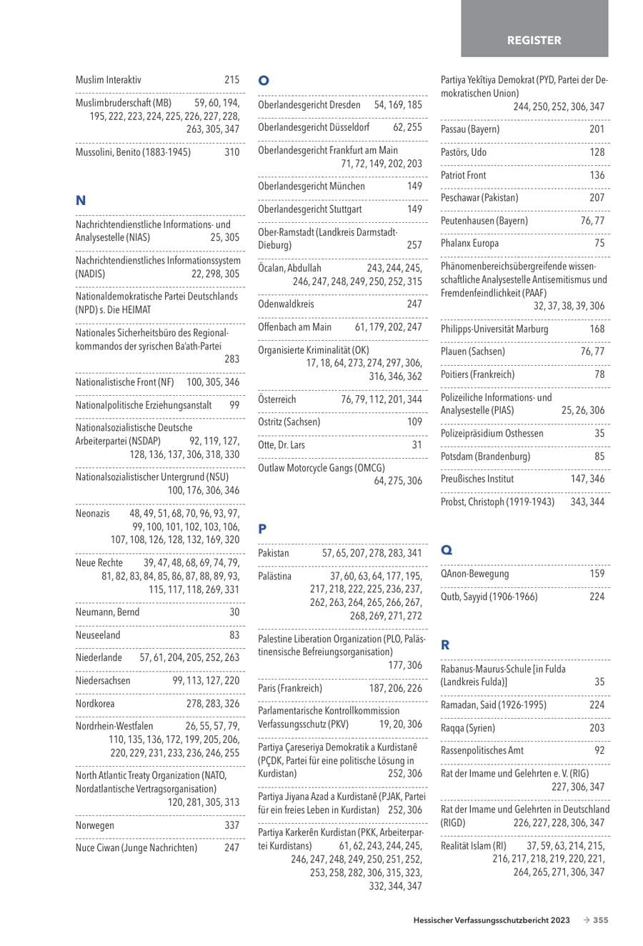 Seite 357 des Verfassungsschutzbericht 2023 Hessen