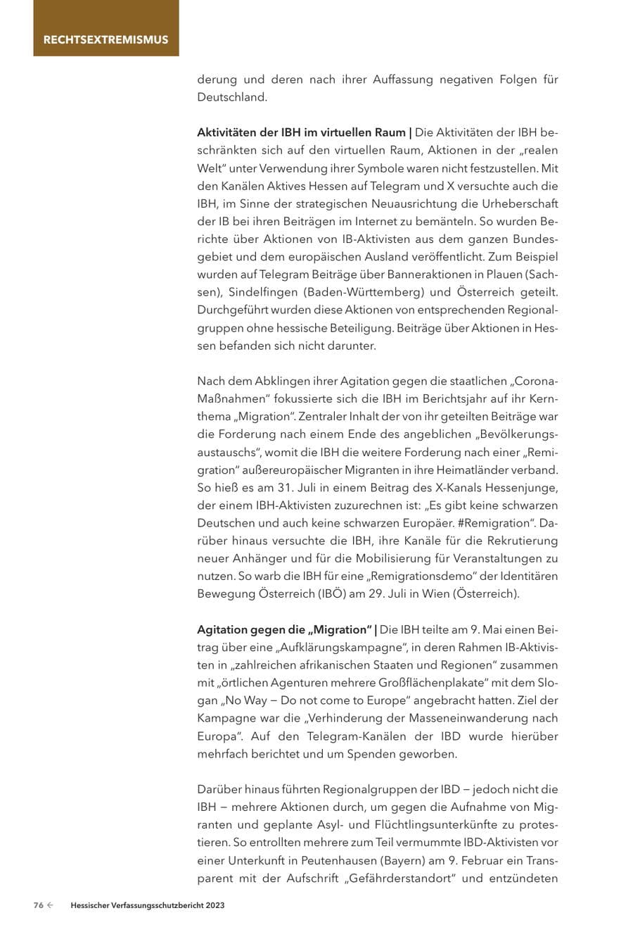 Seite 78 des Verfassungsschutzbericht 2023 Hessen