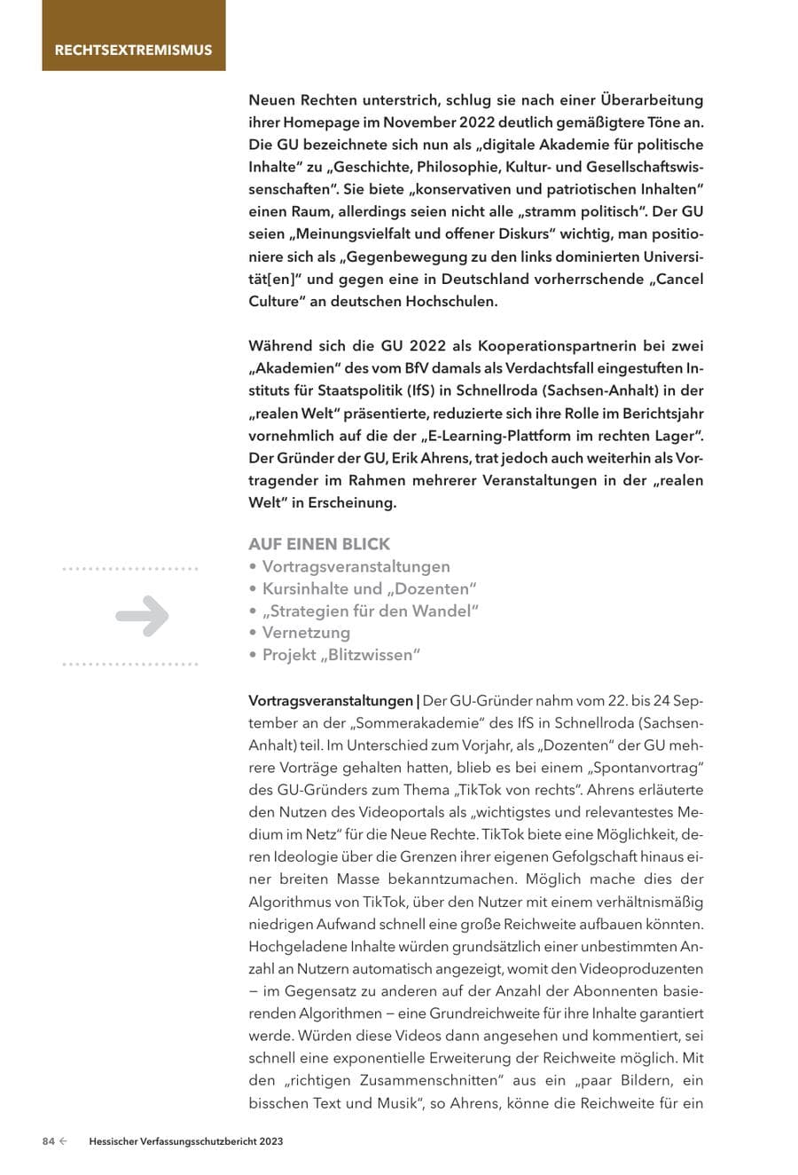 Seite 86 des Verfassungsschutzbericht 2023 Hessen