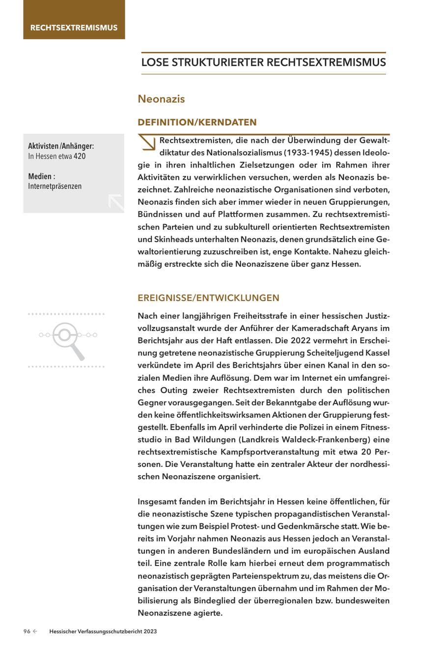 Seite 98 des Verfassungsschutzbericht 2023 Hessen