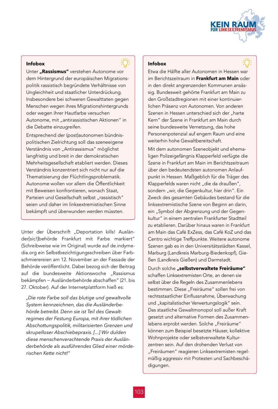 Seite 103 des Verfassungsschutzbericht 2024 Hessen