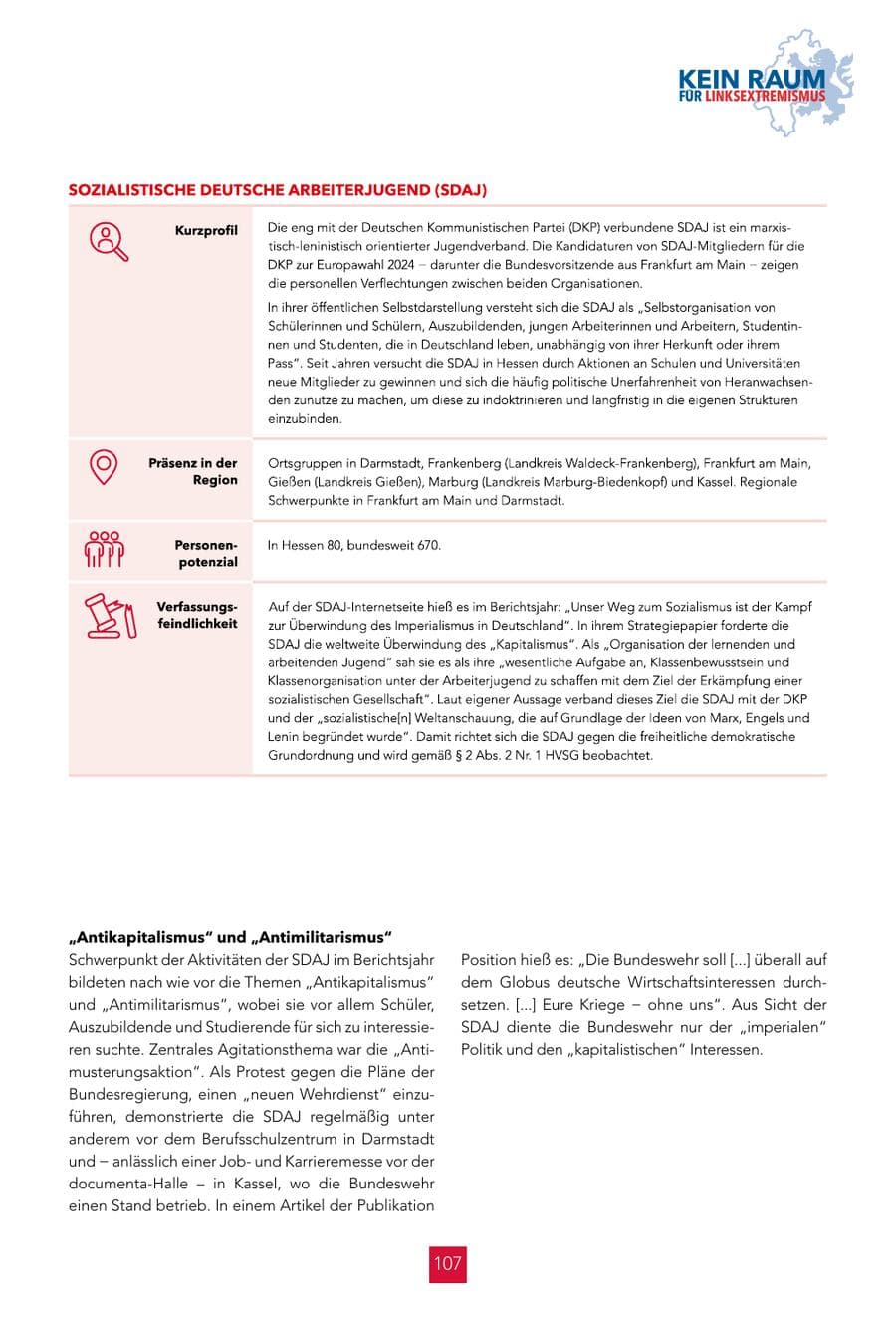 Seite 107 des Verfassungsschutzbericht 2024 Hessen