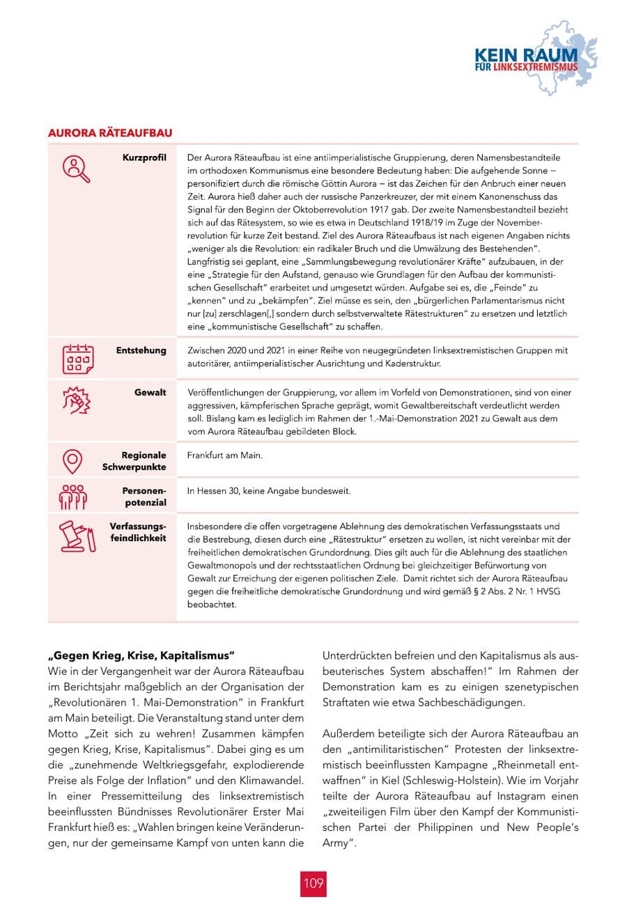 Seite 109 des Verfassungsschutzbericht 2024 Hessen