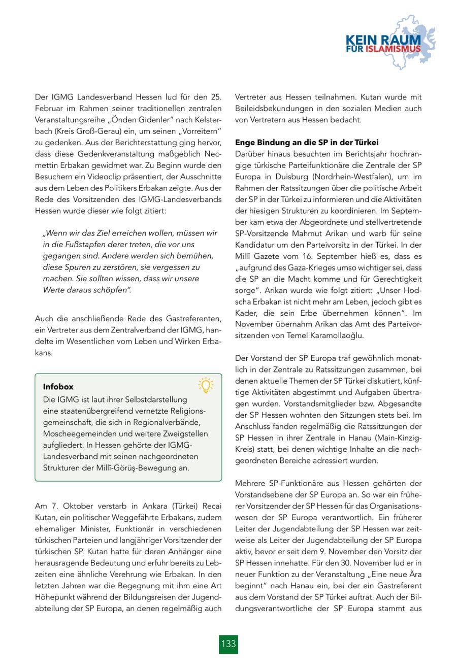 Seite 133 des Verfassungsschutzbericht 2024 Hessen