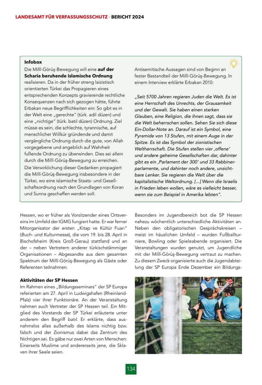 Seite 134 des Verfassungsschutzbericht 2024 Hessen