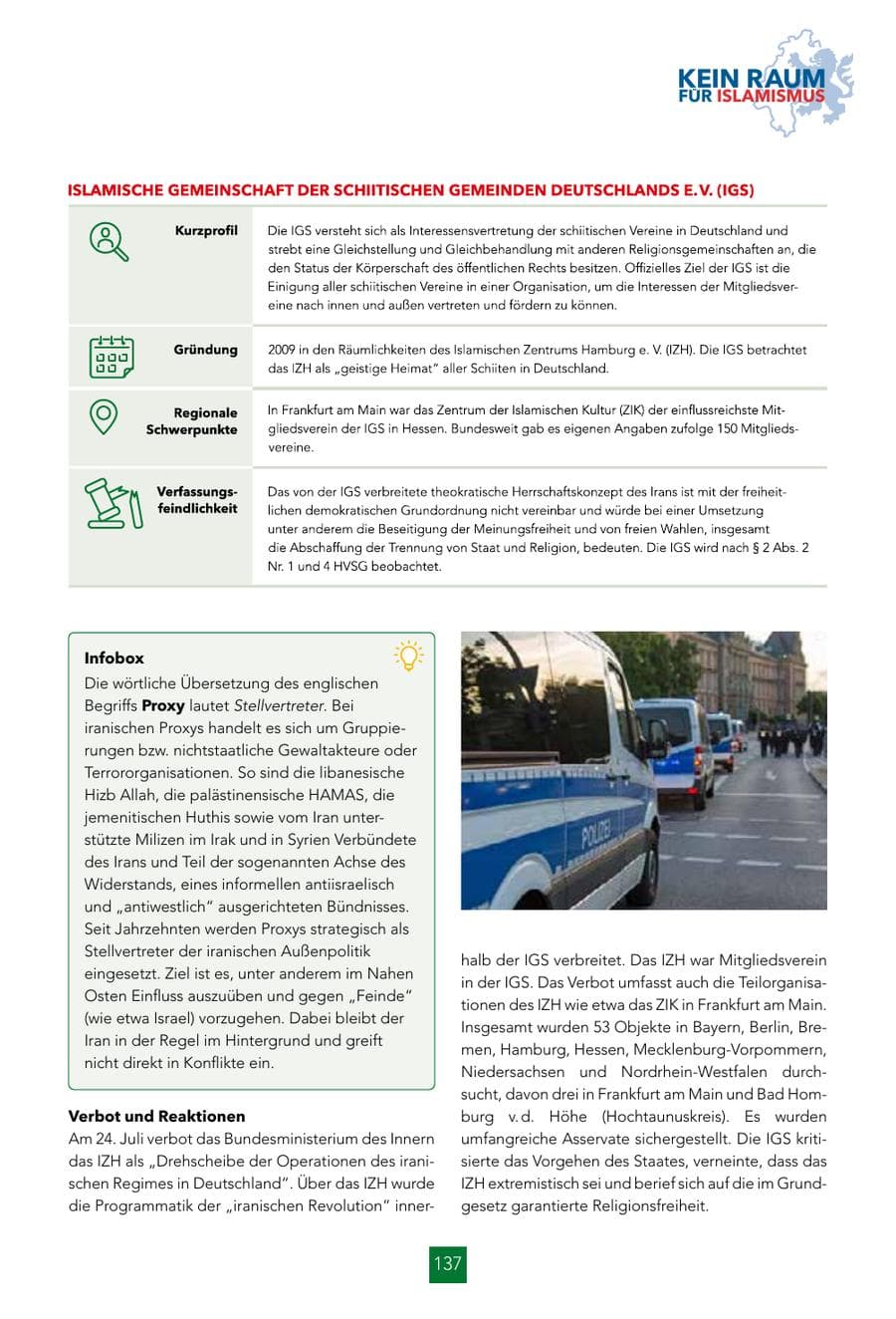 Seite 137 des Verfassungsschutzbericht 2024 Hessen